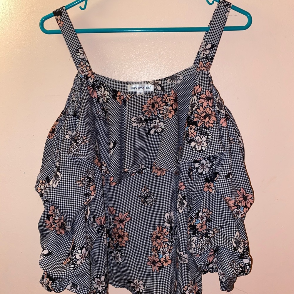 Checkered Flower Blouse
